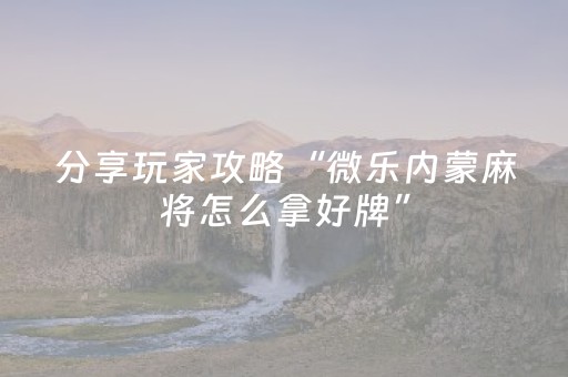 分享玩家攻略“微乐捉鸡麻将控牌器”（发牌有什么规律吗)