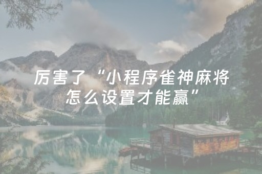 厉害了“小程序万能麻将开挂”（怎么调胜率)