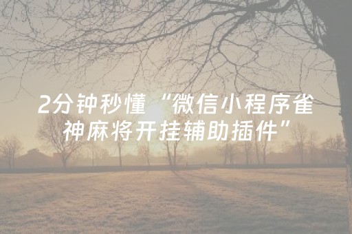 必备教程“小程序雀神麻将怎么设置才能赢”（胜率到哪调)