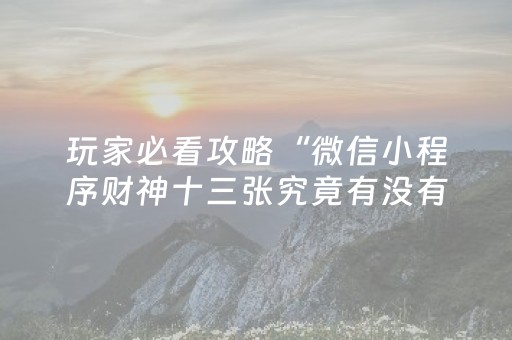 介绍十款“财神十三张怎么设置提高好牌率”（插件开挂免费AI)