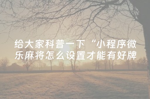 介绍十款“小程序雀神广东麻将的规律”（胜率到哪调)