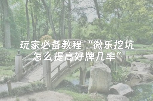 玩家必备教程“小程序微乐天津麻将必赢神器”（怎么设置才能赢)