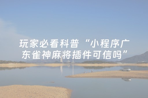 玩家必看科普“小程序广东雀神麻将插件可信吗”（挂件神器)