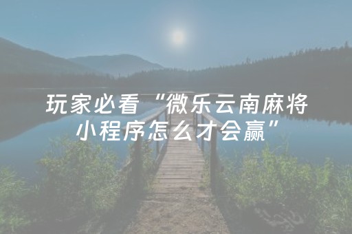 玩家必看科普“微乐山东麻将怎么才能常赢”（小程序控牌器)