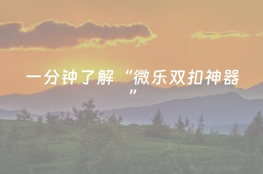一分钟了解“微乐双扣神器”（专用神器下载)