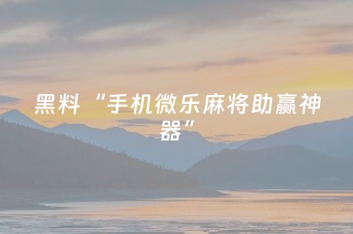 盘点十款“微乐内蒙麻将助赢神器”（有没有猫腻)