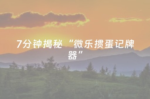 7分钟揭秘“微乐掼蛋记牌器”（有没有猫腻)