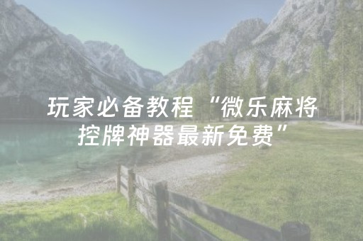 介绍十款“微乐家乡麻将助赢神器”（怎么提高胜率)