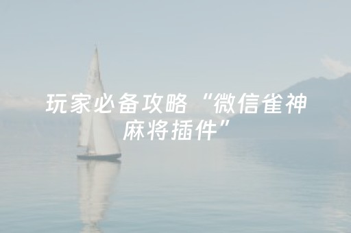 玩家必备攻略“微信雀神麻将插件”（胜负规律拿好牌)