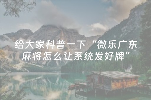 我来教大家“小程序微乐麻将怎么设置才能有好牌”（必赢神器辅助器)