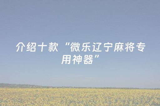 介绍十款“微乐辽宁麻将专用神器”（开挂辅助插件)
