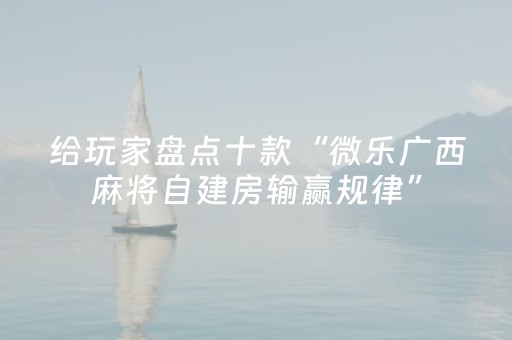 给玩家盘点十款“微乐广西麻将自建房输赢规律”（辅助器通用版)