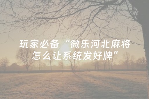 玩家实测“手机微乐麻将怎么打才能赢（助赢神器通用版）