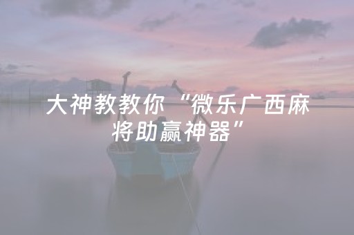 玩家必备教程“微乐跑得快小程序必赢神器（专用辅牌神器免安装）