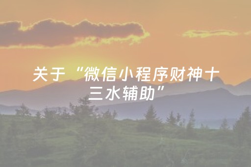 关于“微信小程序财神十三水辅助”（免费辅助)