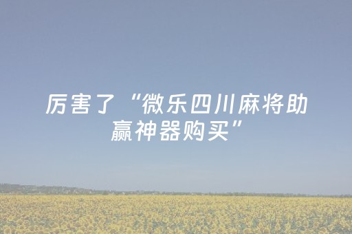 厉害了“微乐四川麻将助赢神器购买”（助赢神器购买)