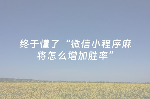 终于发现了“微信雀神麻将怎么设置才赢（助赢神器通用版）