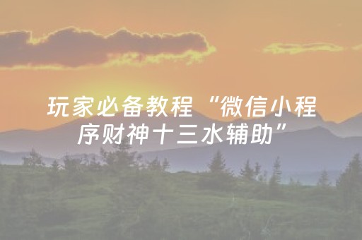 玩家必备教程“微信小程序财神十三水辅助”（必赢神器)