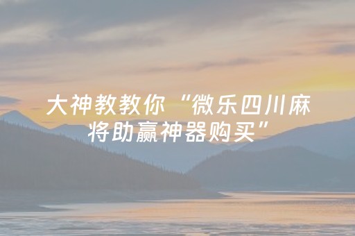 大神教教你“微乐四川麻将助赢神器购买”（控牌神器)