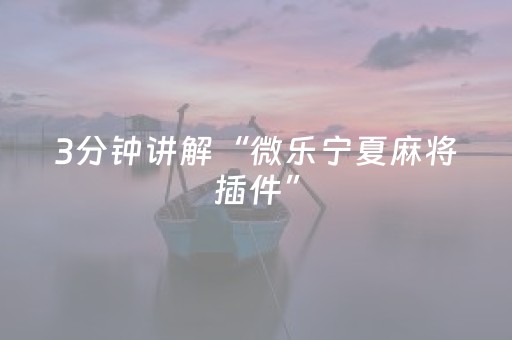 3分钟讲解“微乐宁夏麻将插件”（专用神器下载)