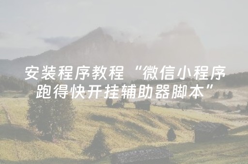 安装程序教程“微信小程序跑得快开挂辅助器脚本”（骗局大揭秘)