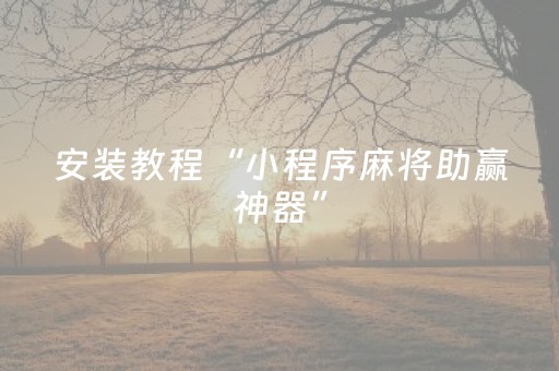 必看教程“微乐麻将小程序赢的技巧（专用辅牌神器免安装）