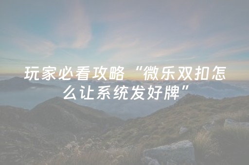 玩家实测“微乐小程序赢牌技巧（助赢神器通用版）