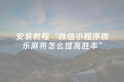 实测教程“微信小程序麻将神器（助赢神器通用版）