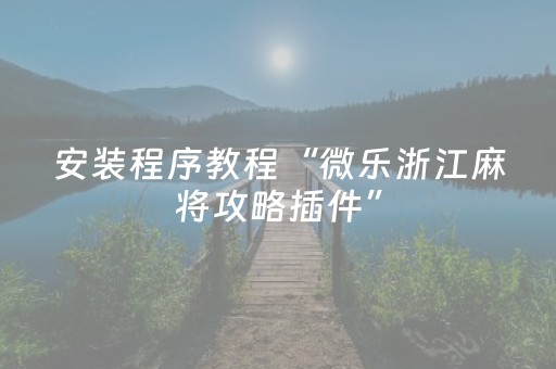 安装程序教程“微乐浙江麻将攻略插件”（控牌神器)