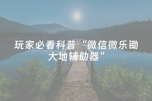 玩家必看科普“微信微乐锄大地辅助器”（好友房怎么才能赢)