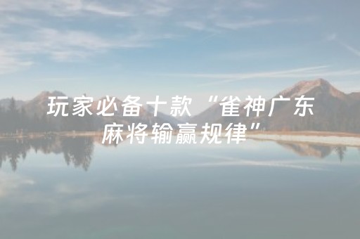 玩家必备十款“雀神广东麻将输赢规律”（辅助器通用版)