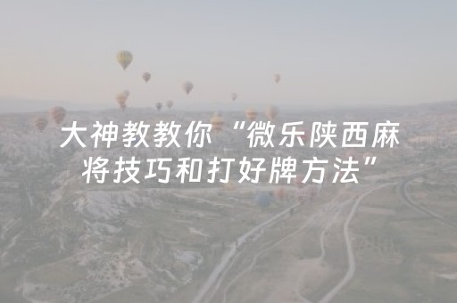 大神教教你“微乐陕西麻将技巧和打好牌方法”（助攻神器)