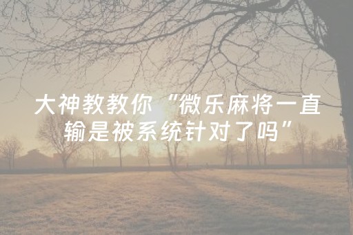 分享辅助“小程序微乐麻将怎么玩提高胜率（助赢神器通用版）