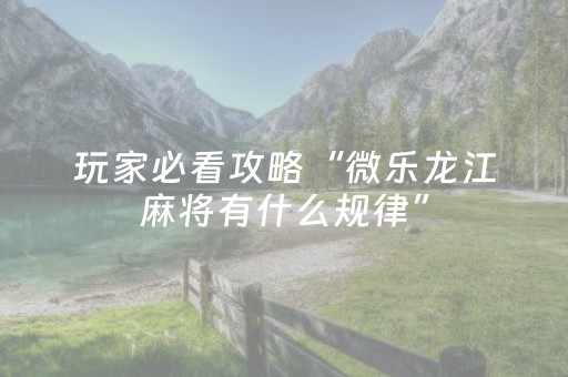 实测教程“微信小程序麻将软件神器（助赢神器通用版）