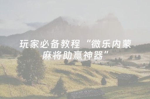 玩家必备教程“微乐湖南麻将自建房怎么赢（专用辅牌神器免安装）