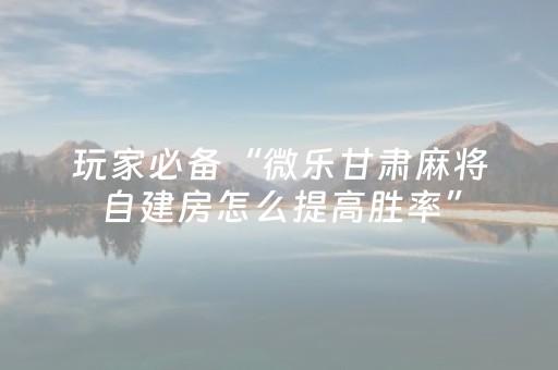 玩家必备“微乐甘肃麻将自建房怎么提高胜率”（怎么能让牌好一点)