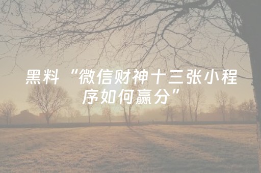 胜率设置方法“雀神微信小程序免费辅助器下载（助赢神器通用版）