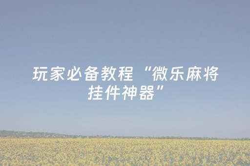 玩家必备教程“微信小程序麻将作假视频（助赢神器通用版）