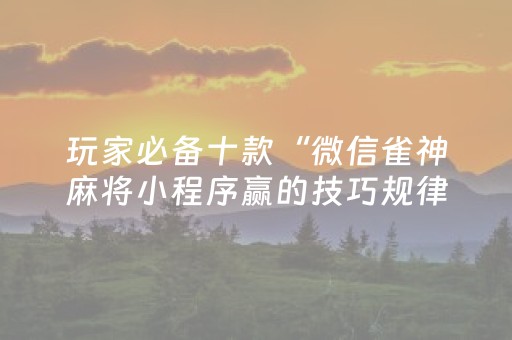 玩家必备十款“微信雀神麻将小程序赢的技巧规律”（做弊器软件下载)
