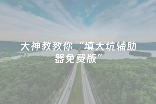 大神教教你“填大坑辅助器免费版”（怎么让系统给自己好牌)