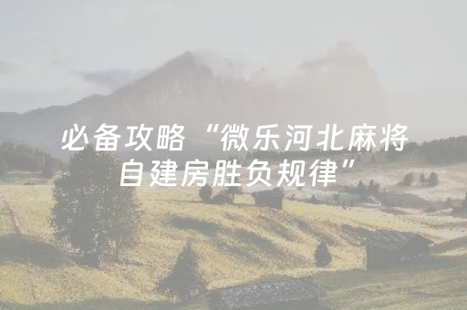 胜率设置方法“微信打麻将有什么软件可以赢（专用辅牌神器免安装）