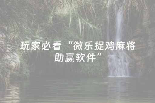 玩家实测“微乐陕西麻将小程序辅牌器（专用辅牌神器免安装）