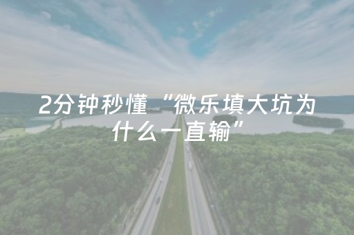 2分钟秒懂“微乐填大坑为什么一直输”（怎么设置能有好牌)