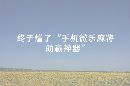终于懂了“手机微乐麻将助赢神器”（开挂辅助器插件)