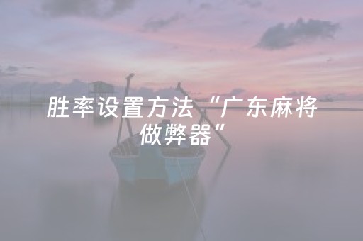 胜率设置方法“广东麻将做弊器”（助攻神器)