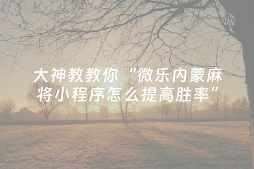 3分钟学会“自动麻将机可以调输赢（助赢神器通用版）