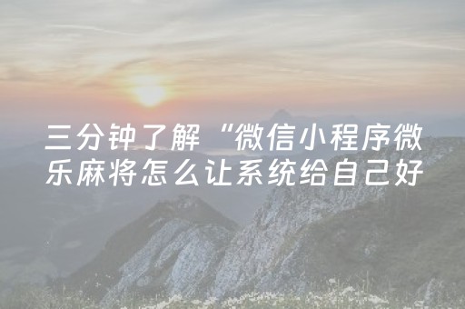 实测辅助“微信小程序微乐麻将助赢神器购买（专用辅牌神器免安装）