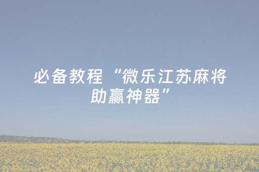 玩家必备教程“微乐手机麻将软挂神器新款（助赢神器通用版）