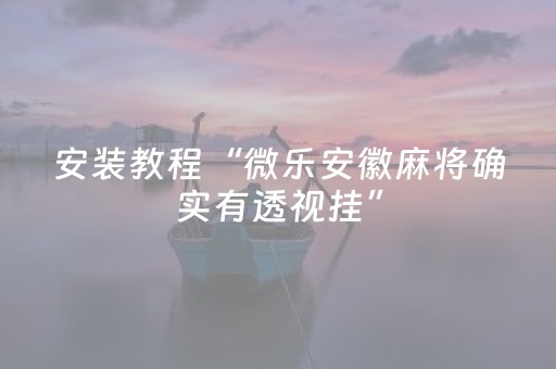 安装教程“微乐安徽麻将确实有透视挂”（软件出售)