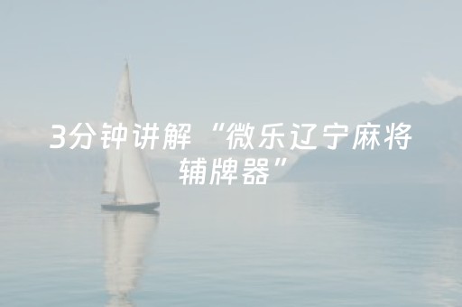 3分钟讲解“微乐辽宁麻将辅牌器”（输赢规律)